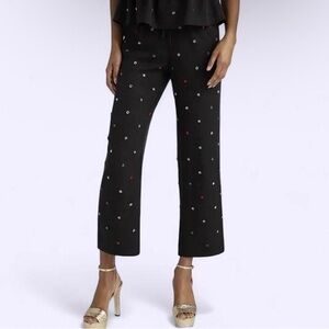Hill House Jewel Jammie Pants Black Rhinestone Button Lyocell